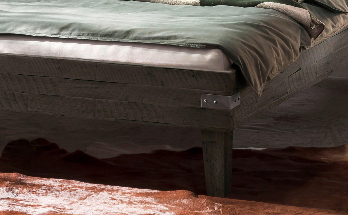 BETT 200/200 cm  in Anthrazit, Akaziefarben, Dunkelgrau  - Dunkelgrau/Anthrazit, Design, Holz (200/200cm) - Hasena
