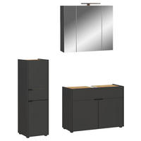 BADEZIMMER 3-teilig  in 129 cm  - Eichefarben/Schwarz, MODERN, Holzwerkstoff/Kunststoff (129cm) - Germania