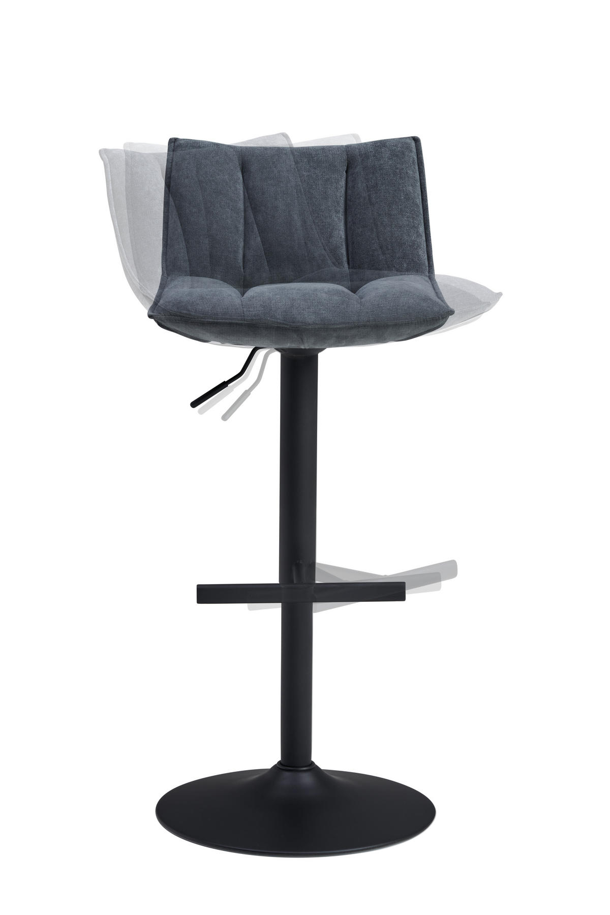 BARHOCKER Metall, Textil Grau, Schwarz  - Schwarz/Grau, Modern, Textil/Metall (46/87-108/52cm) - MID.YOU