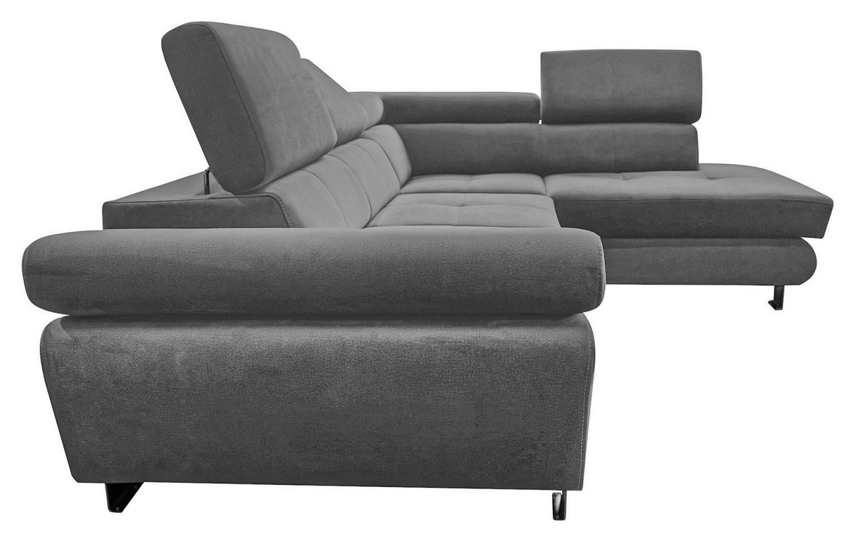 ECKSOFA  in Webstoff Grau  - Chromfarben/Grau, MODERN, Textil/Metall (278/205cm) - Stylife