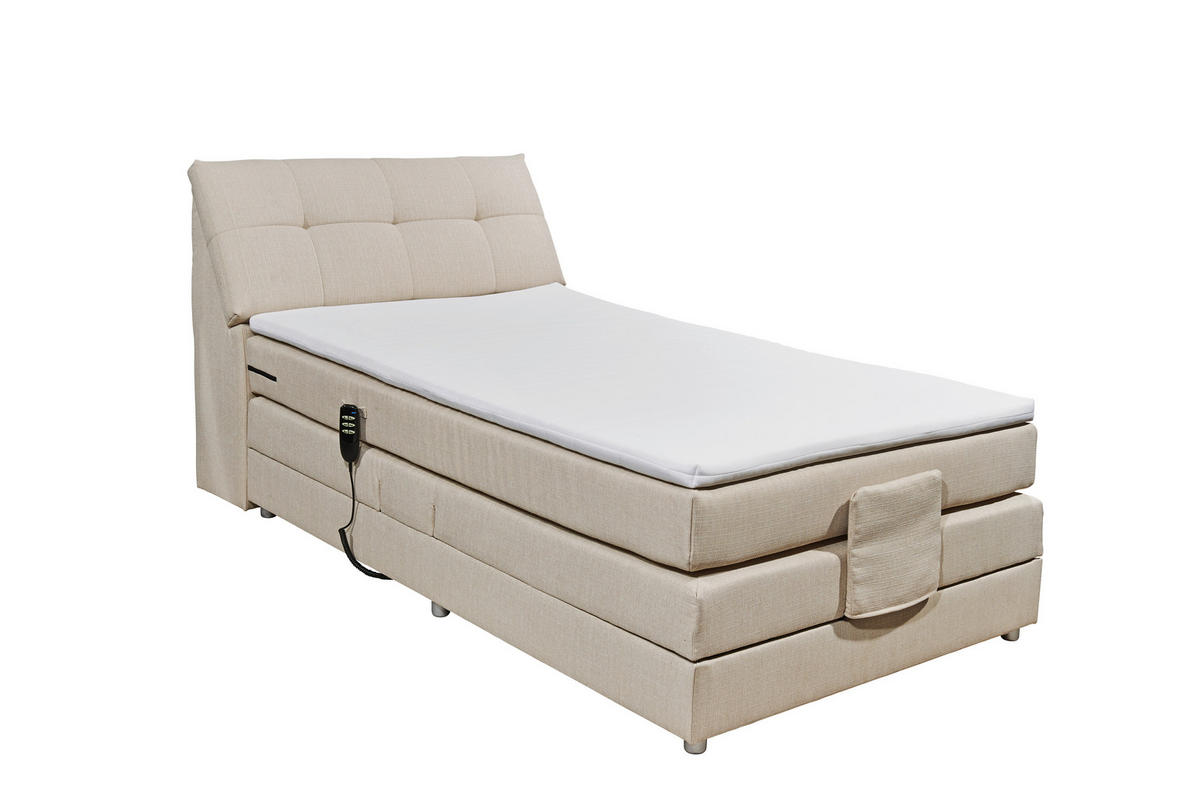 BOXSPRINGBETT 120/200 cm,  in Creme,  {item.attr('349-543‘),[, ]}{item.attr('328-587‘),[ ]} - Silberfarben/Creme, Design, Kunststoff/Textil (120/200cm) - Esposa