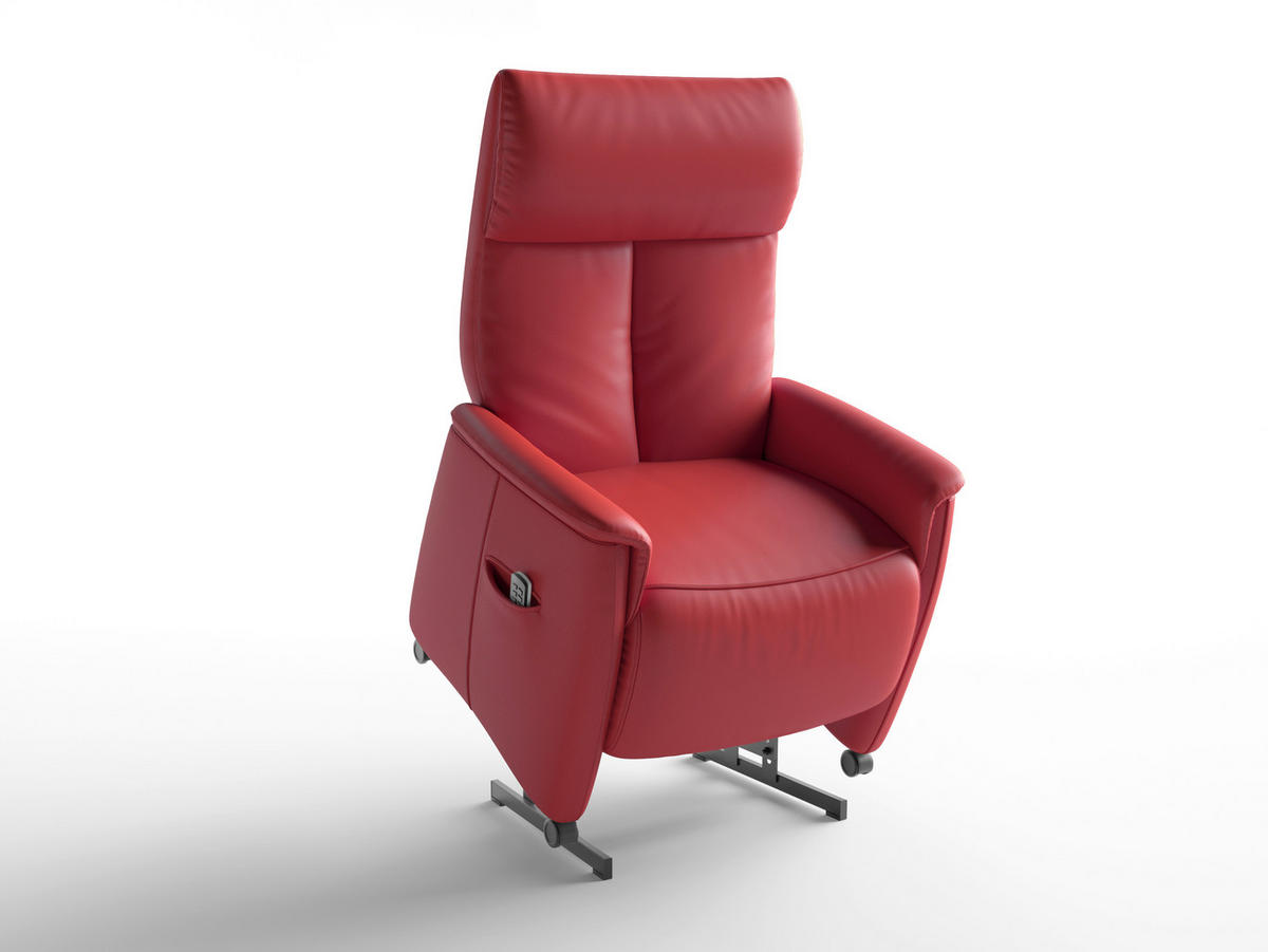 RELAXSESSEL TV CREMONA COMFORT E S1 Echtleder Kopfteilverstellung, Fußteilverstellung, Rücken echt    - Rot/Schwarz, Basics, Leder/Kunststoff (76/110/84cm) - Sit & More