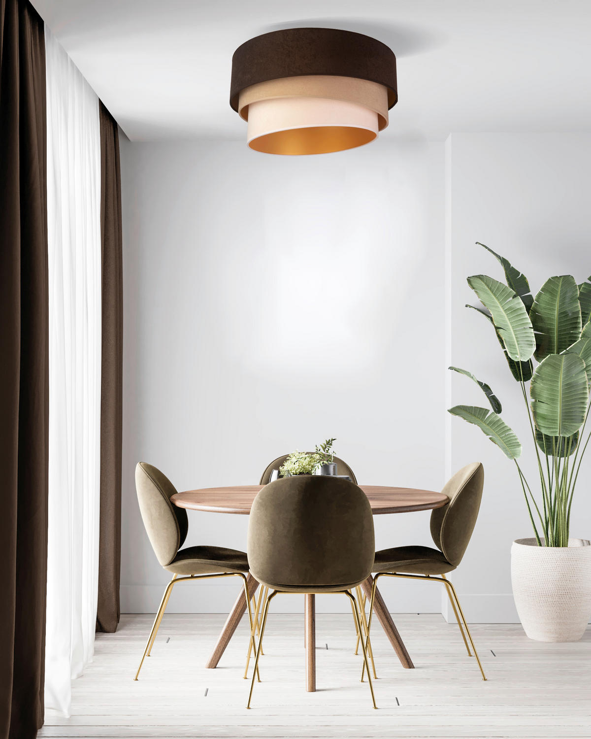 DECKENLEUCHTE Devon 45/25 cm   - Beigebraun/Braun, Trend, Textil (45/25cm)