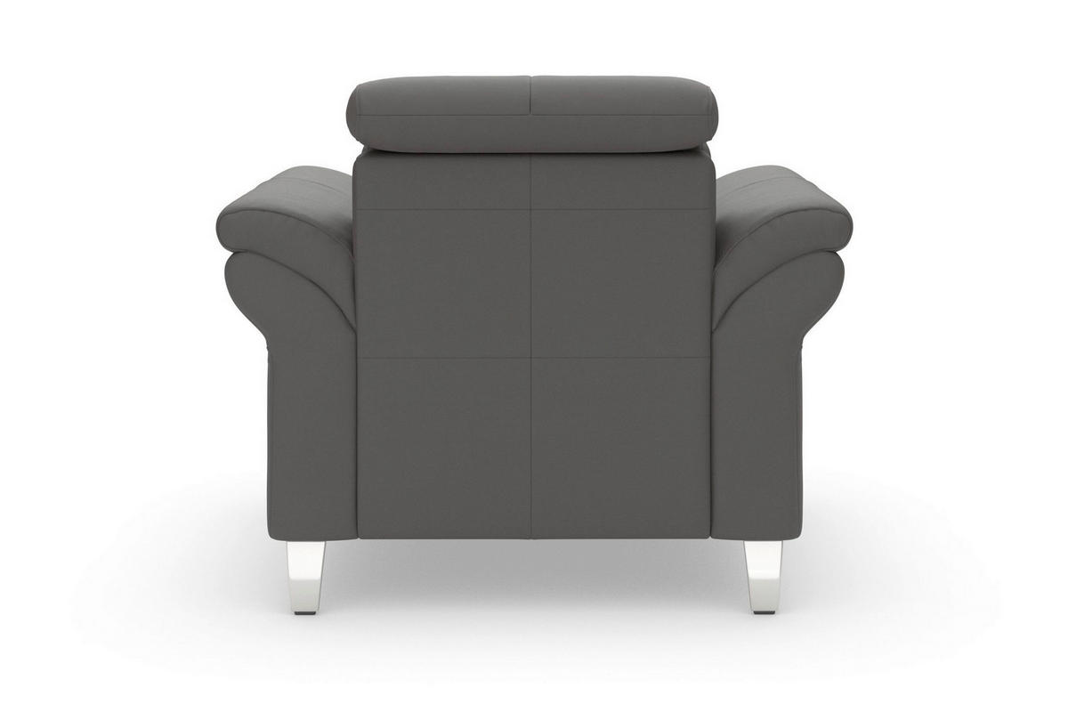 SESSEL in Echtleder Mokka  - Chromfarben/Mokka, Basics, Leder/Metall (101/84/93cm) - Sit & More