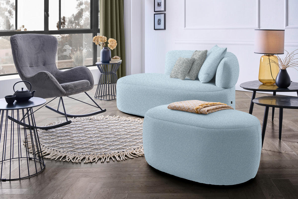 RÉCAMIERE  in Flachgewebe Blau, Grau, Grün  - Blau/Schwarz, MODERN, Kunststoff/Textil (166/86/105cm) - Hom`in