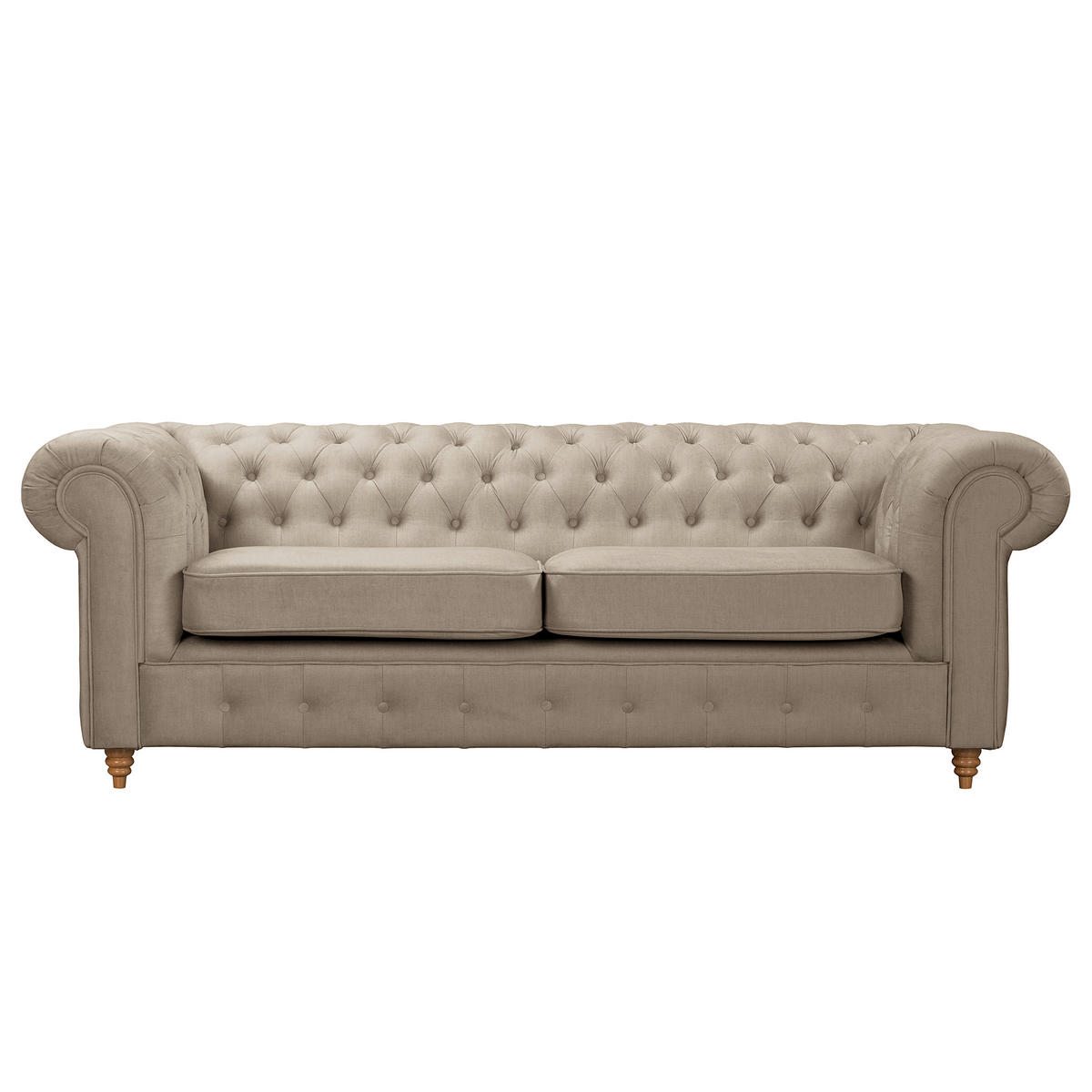 3-SITZER-SOFA Laura Mikrofaser Taupe  - Taupe/Braun, Design, Holz/Textil (218/75/91cm) - P & B