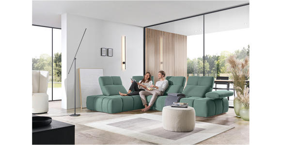 ECKSOFA in Struktur Hellblau 233/313 cm - Schwarz/Hellblau, Design, Kunststoff/Textil (233/313cm) - Emilio Belluti