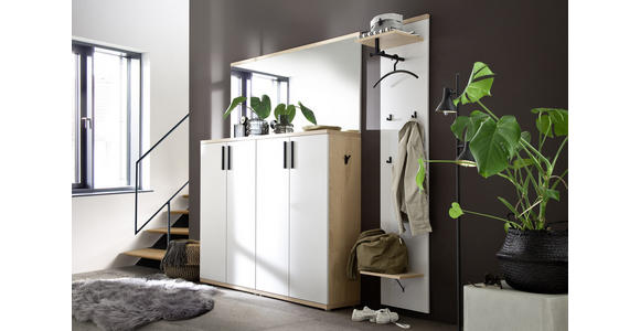GARDEROBE 3-teilig in 216/201/35 cm - Eichefarben/Grau, Design, Glas/Holz (216/201/35cm) - Moderano