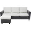 ECKSOFA Weiß Cord  - Dunkelgrau/Schwarz, Design, Kunststoff/Textil (198/135cm) - P & B