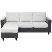 ECKSOFA Weiß Cord  - Dunkelgrau/Schwarz, Design, Kunststoff/Textil (198/135cm) - P & B