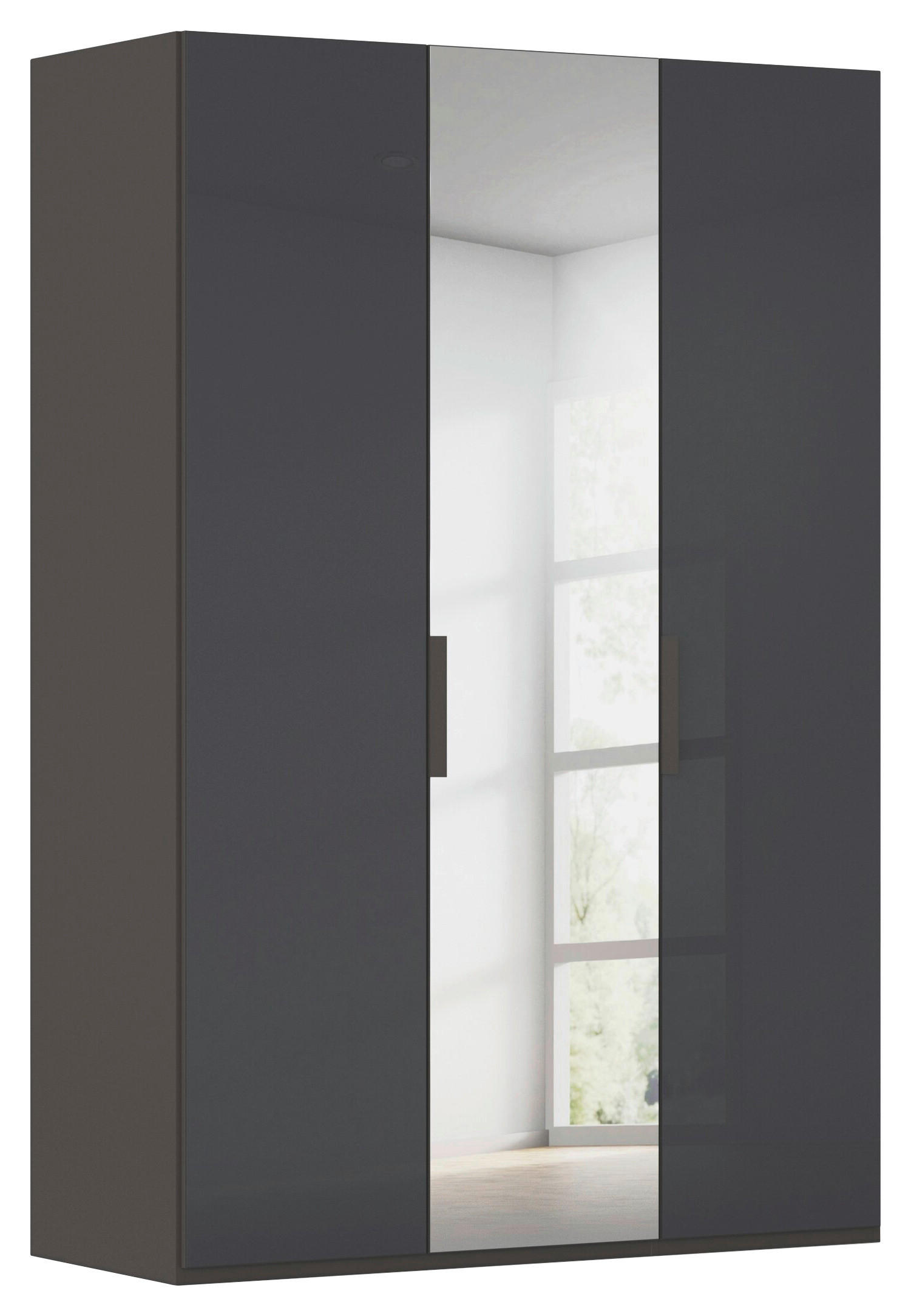 DREHTÜRENSCHRANK 151/223/61 cm,  in Graphitfarben, 3-türig  - Graphitfarben, Basics, Glas/Holzwerkstoff (151/223/61cm) - Novel