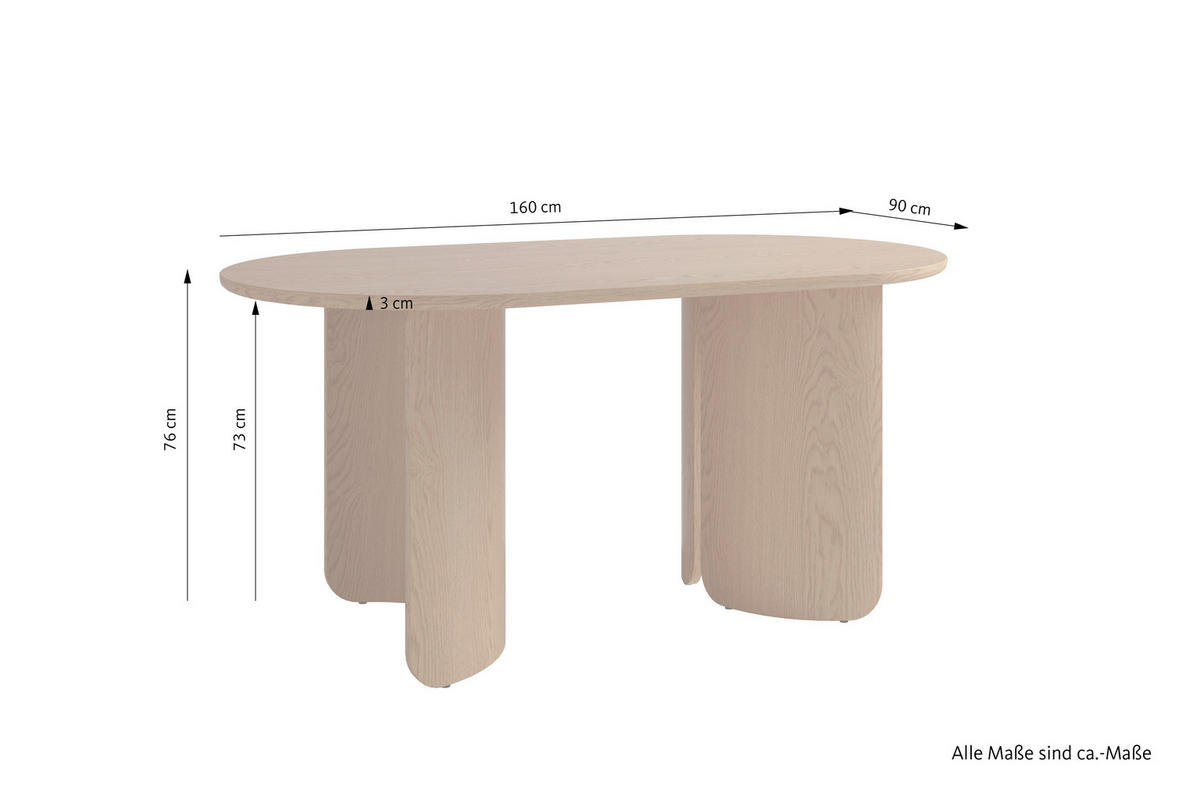 ESSTISCH 160/90/76 cm Echtholz, Nachbildung  Holzwerkstoff Eichefarben  - Eichefarben, MODERN, Holzwerkstoff (160/90/76cm) - Schöner Wohnen