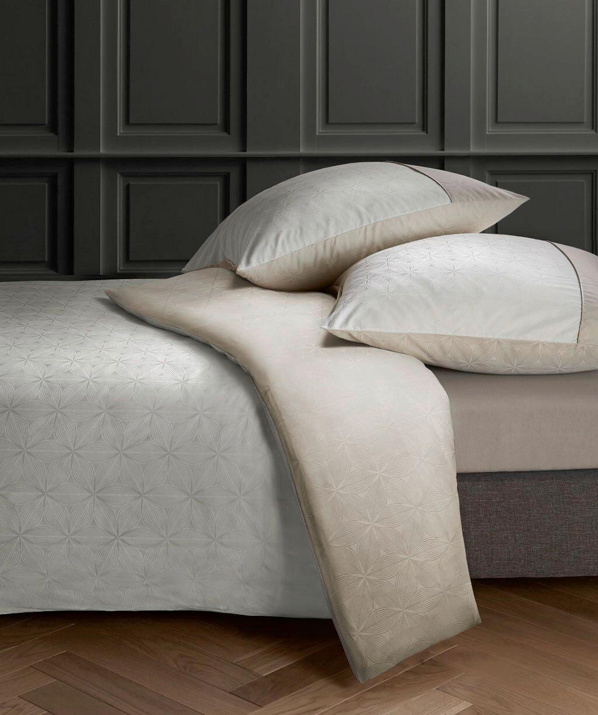 BETTWÄSCHESET Black Premium Damast Damast 160/210 cm  65 cm/100 cm  - Sandfarben, Basics, Textil (160/210cm) - Fleuresse