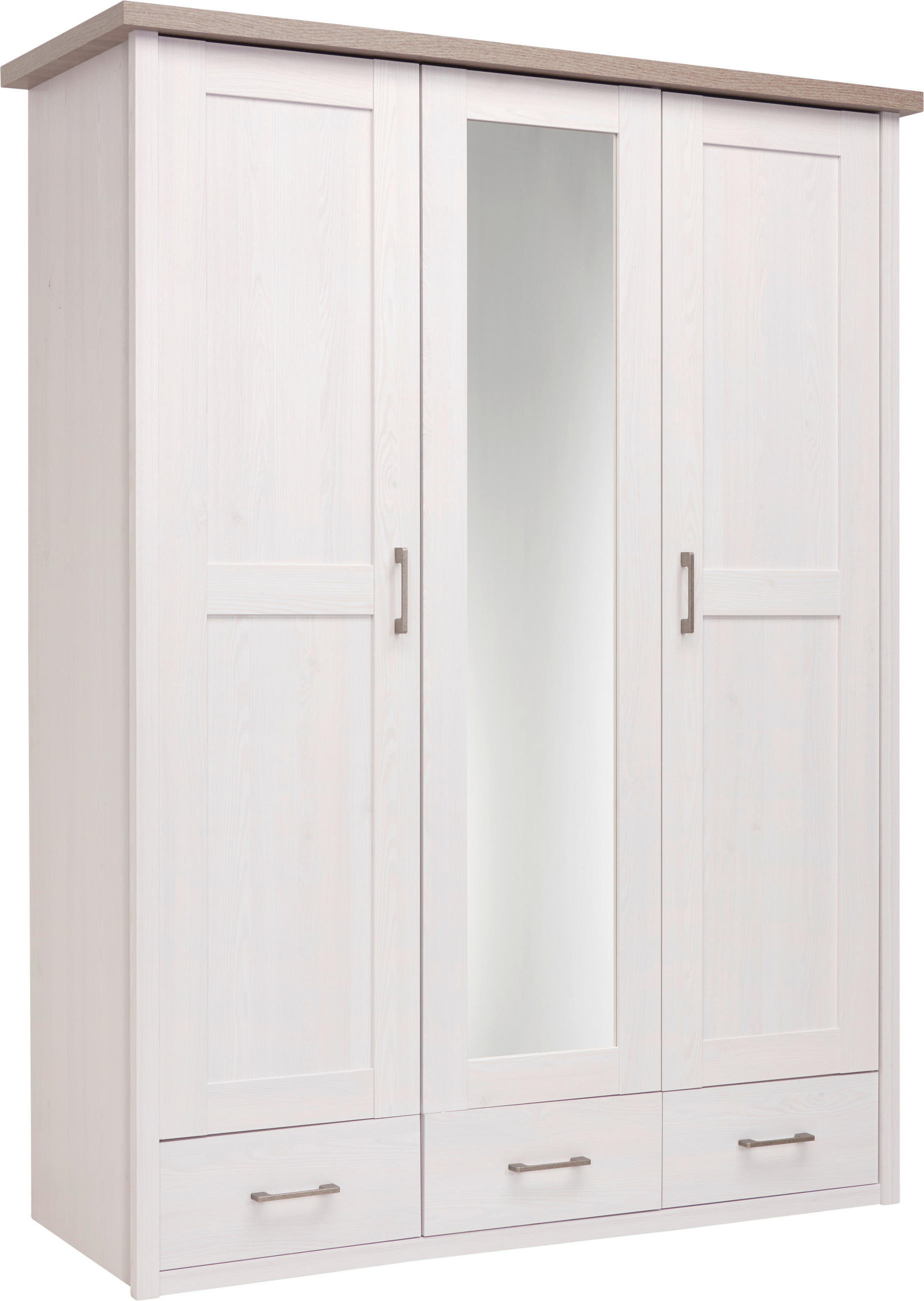 Carryhome KLEIDERSCHRANK 148/201/62 cm, in Weiß, Braun, Pinienfarben, 3 Tür(en) online entdecken ➤