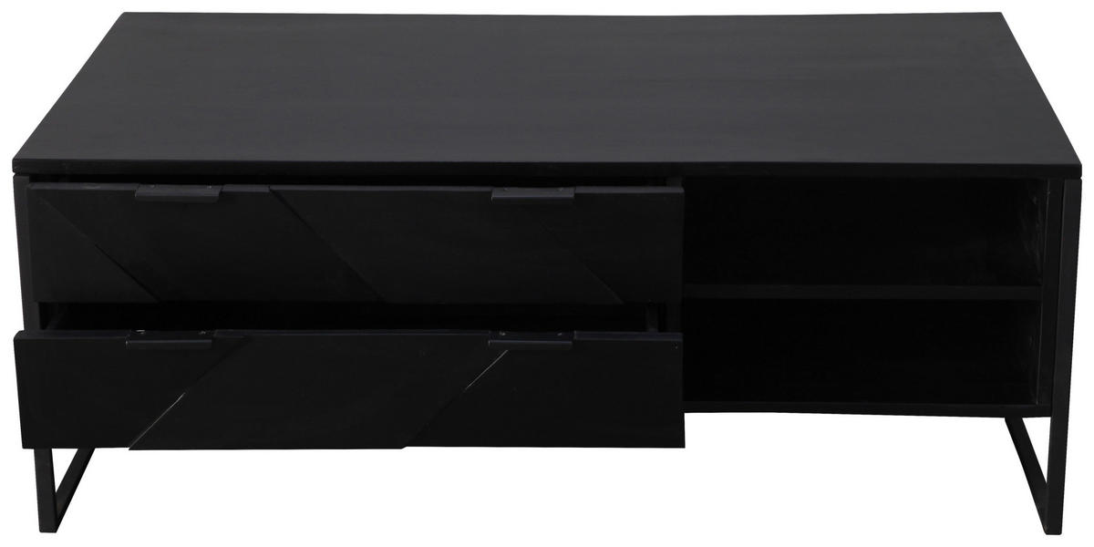 COUCHTISCH Akazie Hartholz 118/70/45 cm rechteckig Schwarz  - Schwarz/Akaziefarben, Trend, Holz/Metall (118/70/45cm) - Ambia Home