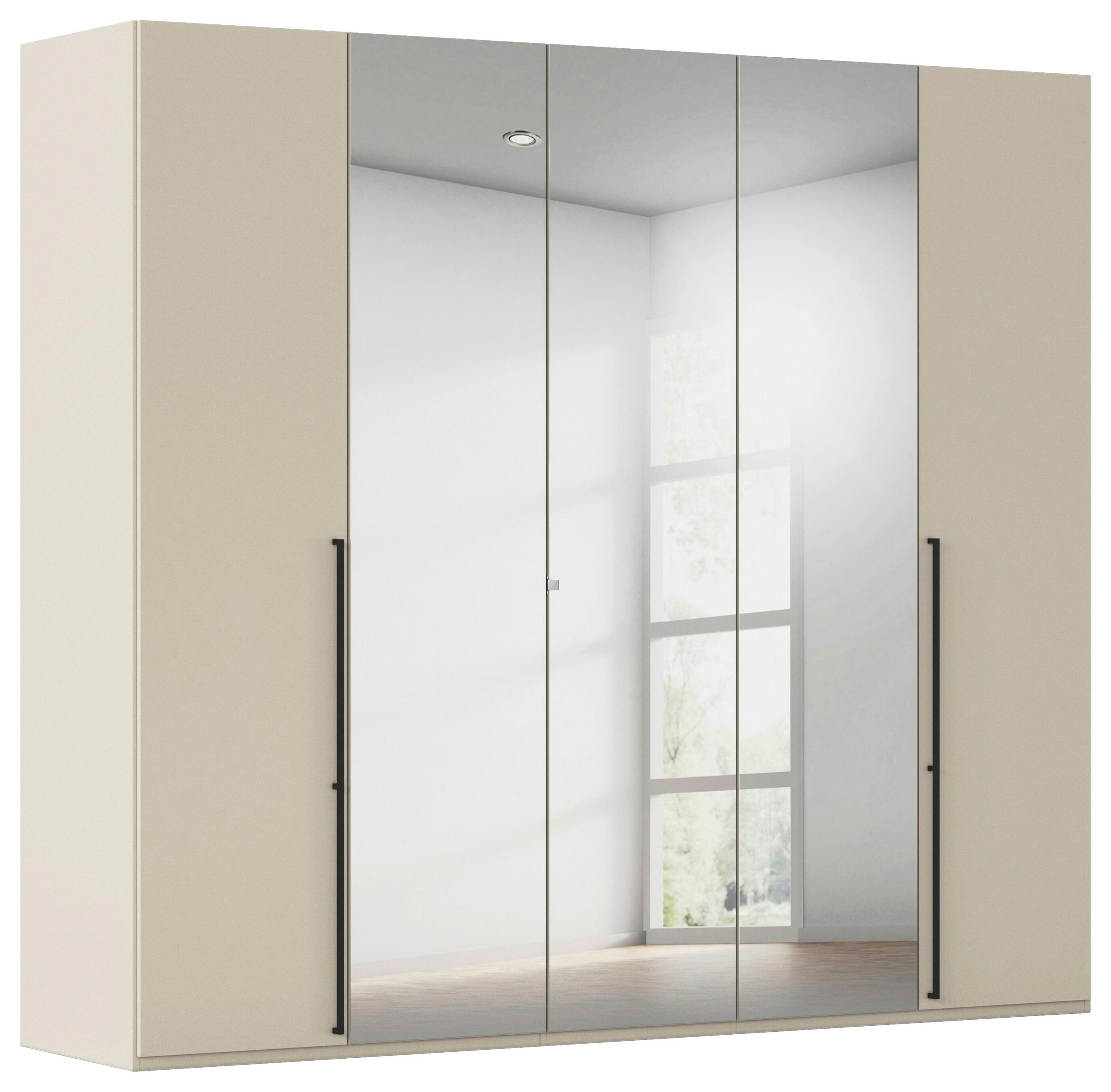 DREHTÜRENSCHRANK 251/235/61 cm,  in Champagner, 5-türig  - Chromfarben/Champagner, Basics, Glas/Holzwerkstoff (251/235/61cm) - Novel