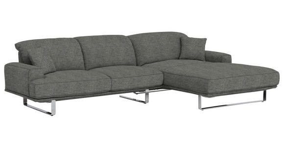 ECKSOFA in Webstoff Grau  - Grau, Design, Textil/Metall (304/184cm) - Dieter Knoll