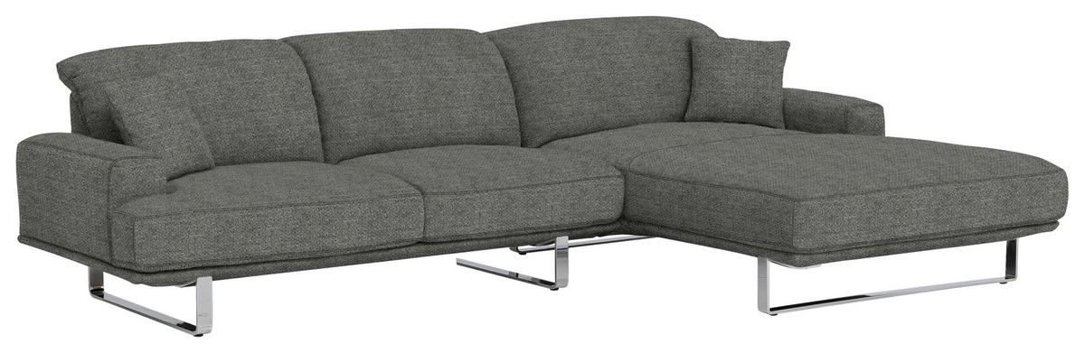 ECKSOFA in Webstoff Grau  - Grau, Design, Textil/Metall (304/184cm) - Dieter Knoll