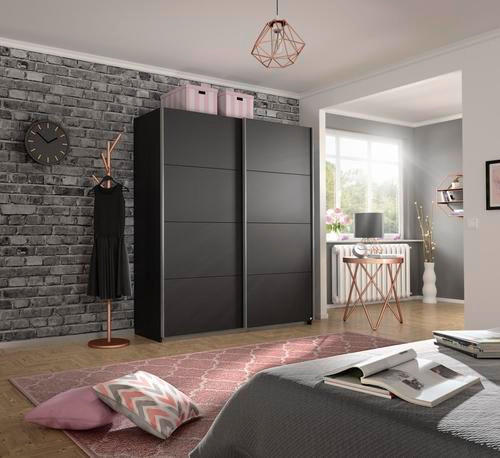 SCHWEBETÜRENSCHRANK in Grau - Alufarben/Grau, Modern, Holzwerkstoff/Metall (181/230/62cm) - Rauch Möbel