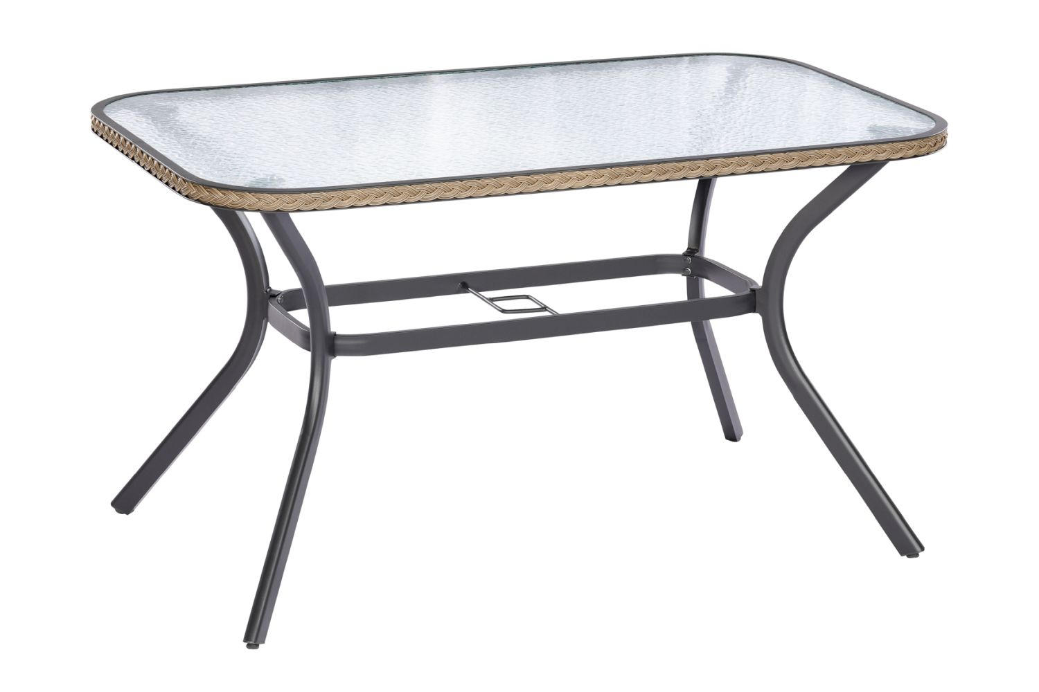 GARTENTISCH 150/85/80 cm Metall, Glas rechteckig  - Graphitfarben/Naturfarben, ROMANTIK / LANDHAUS, Glas/Metall (150/85/80cm) - Gardenson