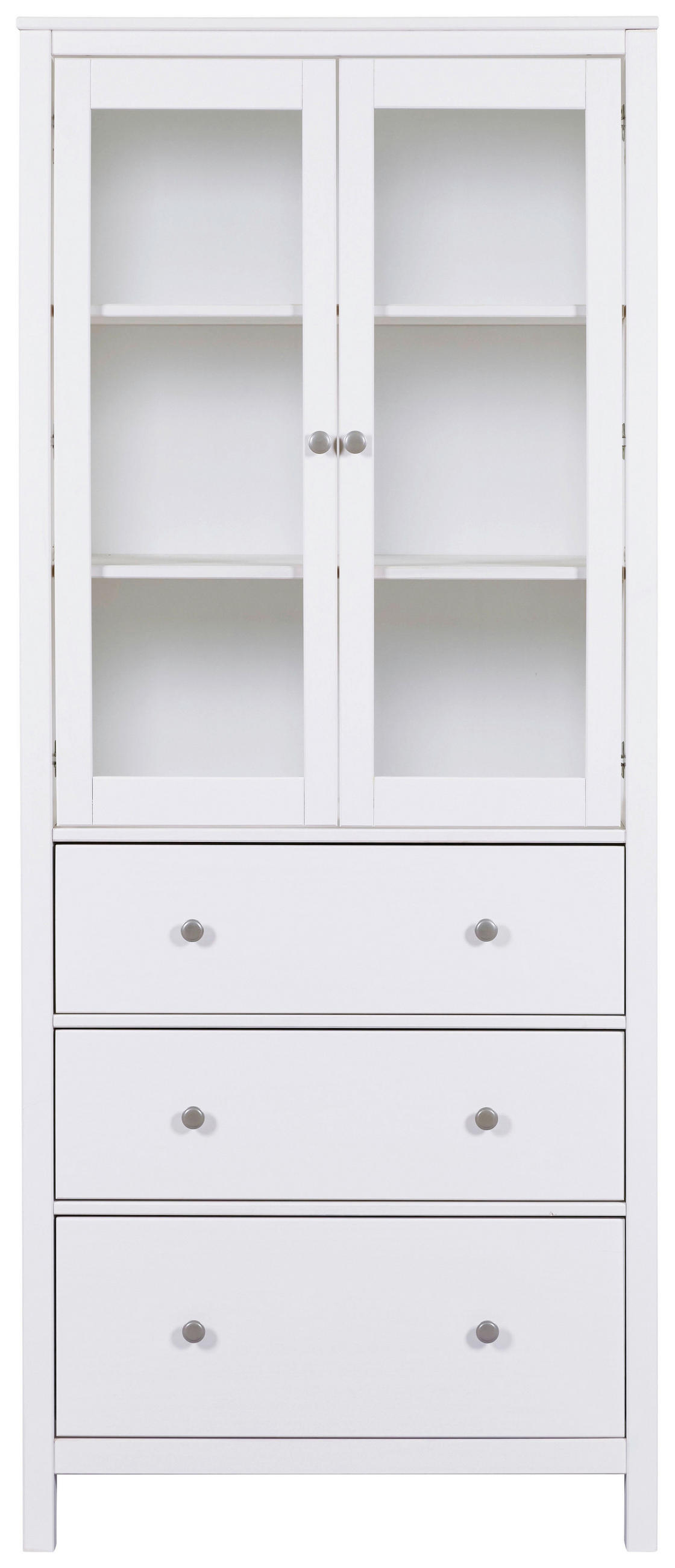 VITRINA, masivno bor bela - siva/bela, Design, kovina/steklo (82/197/40cm) - Livetastic