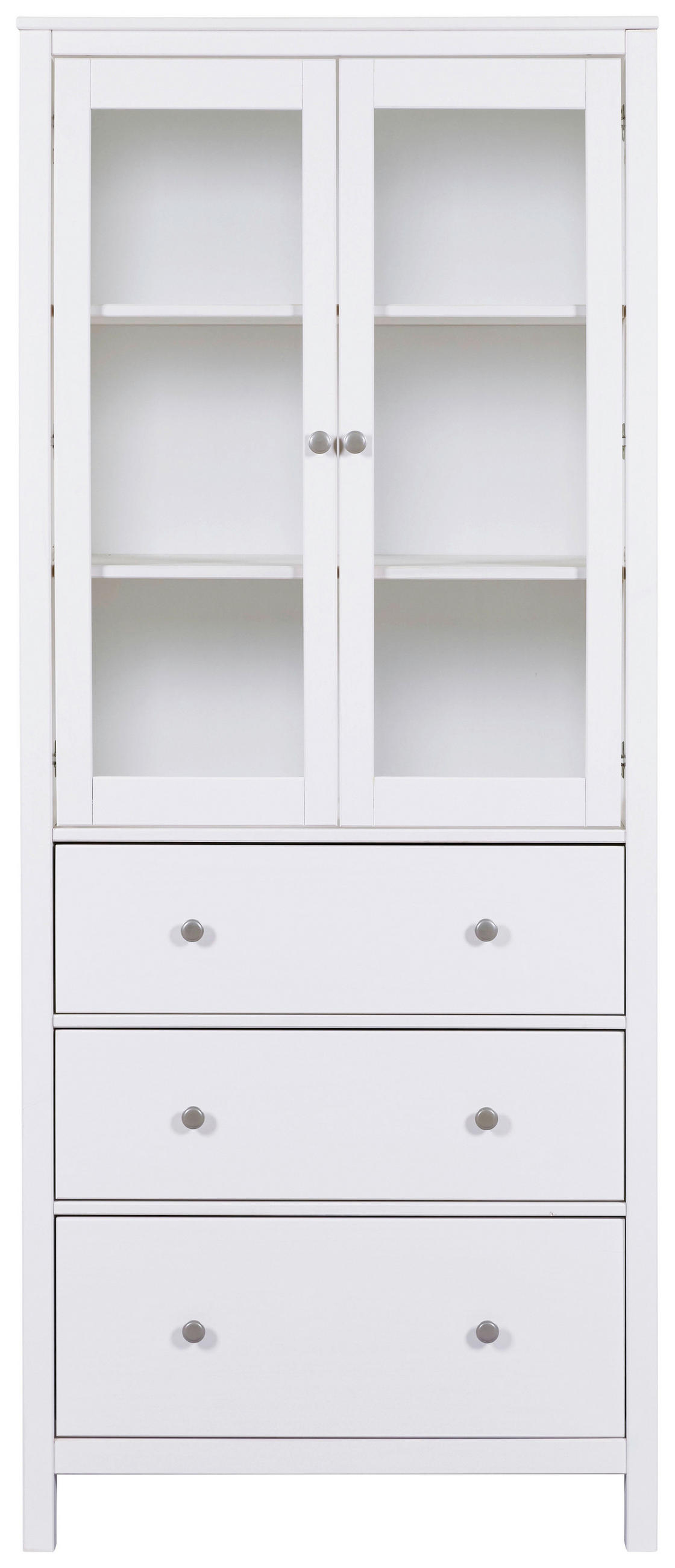 VITRINA, masivno bor bela - siva/bela, Design, kovina/steklo (82/197/40cm) - Livetastic