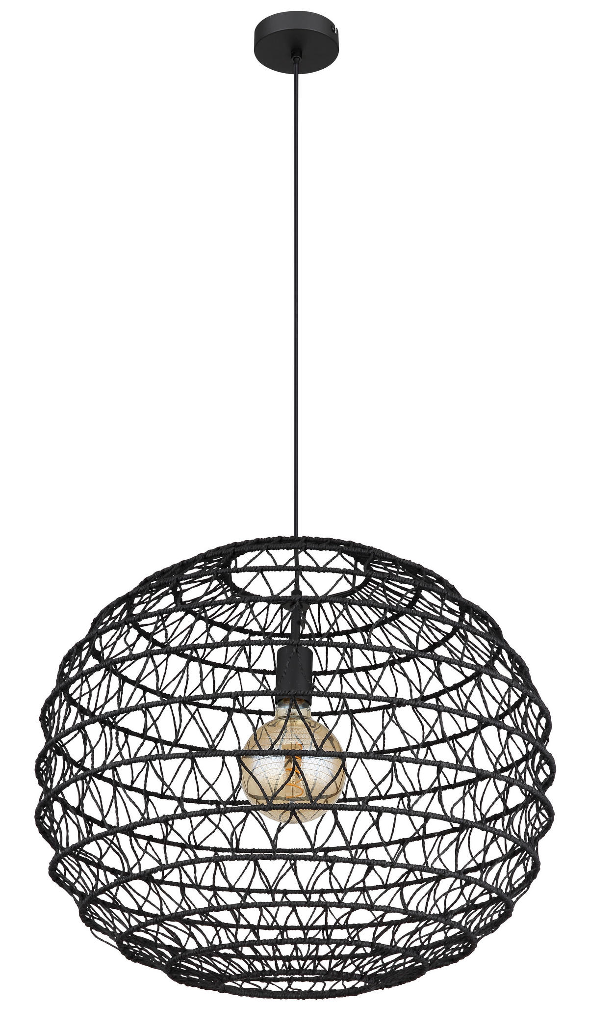 HÄNGELEUCHTE 59/120 cm  - Schwarz, Natur, Papier/Kunststoff (59/120cm) - Globo