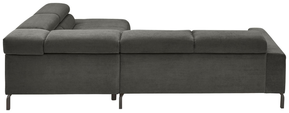 ECKSOFA Feincord Anthrazit  - Anthrazit/Schwarz, Design, Textil/Metall (273/219cm) - Pure Home Comfort