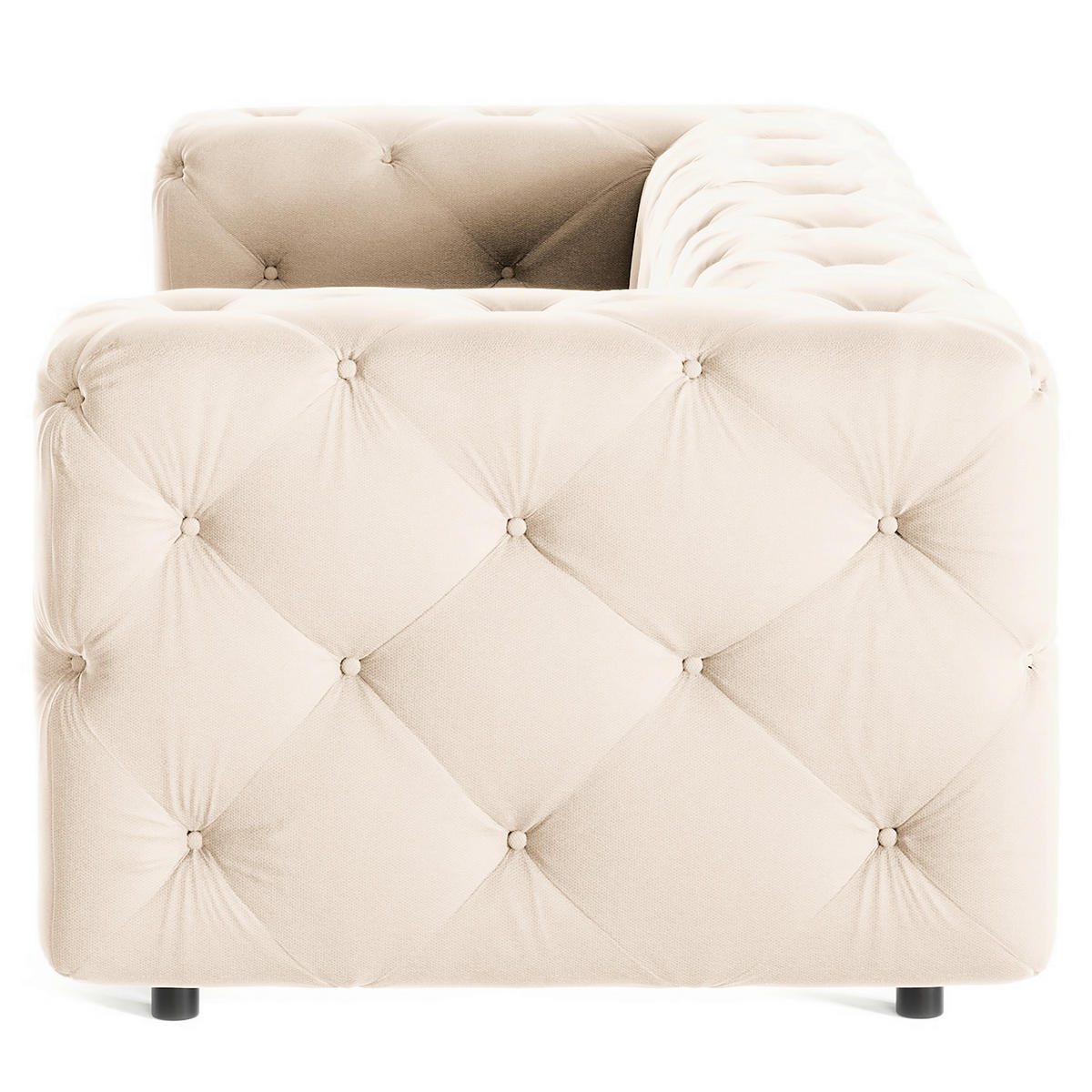3-SITZER-SOFA Samt Creme  - Creme/Schwarz, Design, Kunststoff/Textil (230/71/100cm) - P & B