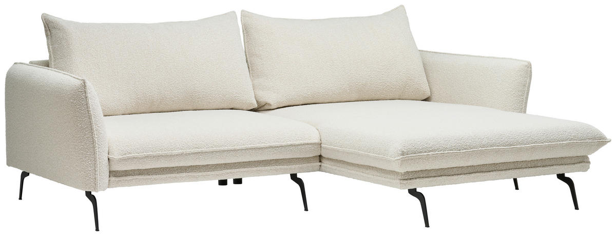 ECKSOFA Creme Bouclé  - Creme/Schwarz, Design, Textil/Metall (277/182cm) - Stylife