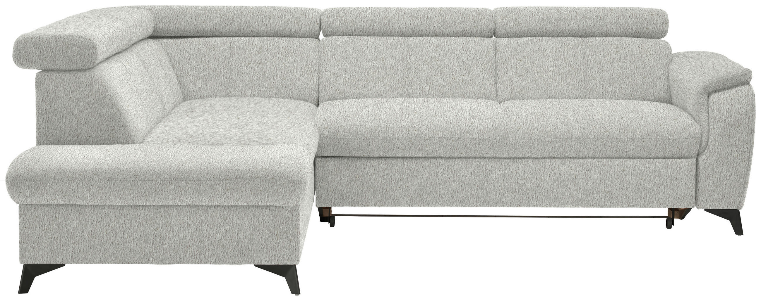 ECKSOFA in Teddystoff Silberfarben  - Silberfarben/Schwarz, Design, Textil/Metall (203/260cm) - Stylife