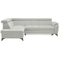 ECKSOFA in Teddystoff Silberfarben  - Silberfarben/Schwarz, Design, Textil/Metall (203/260cm) - Stylife