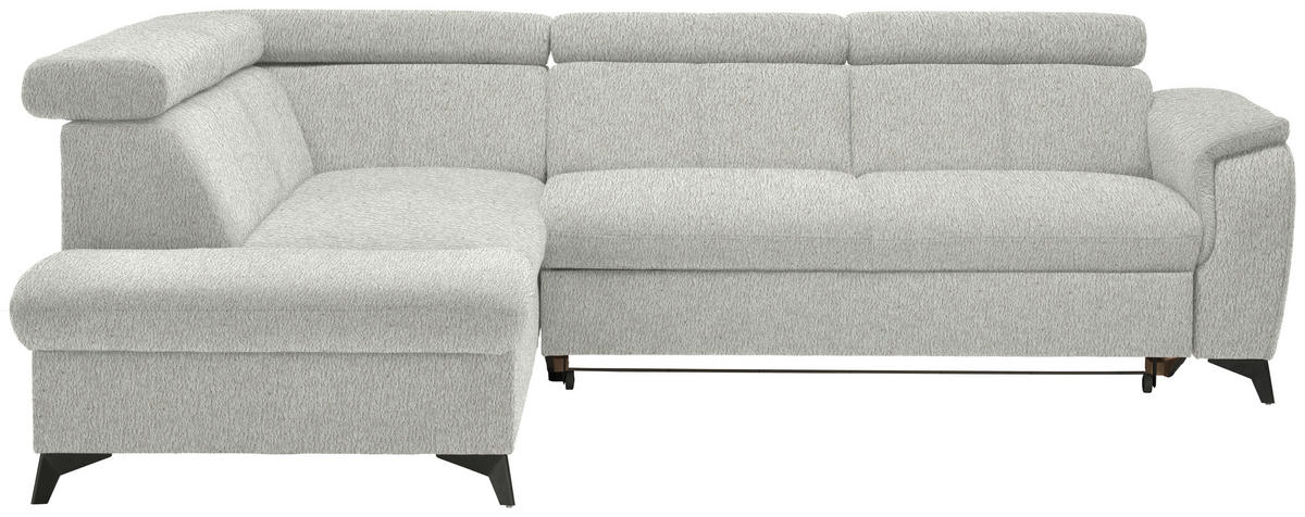ECKSOFA in Teddystoff Silberfarben  - Silberfarben/Schwarz, Design, Textil/Metall (203/260cm) - Stylife