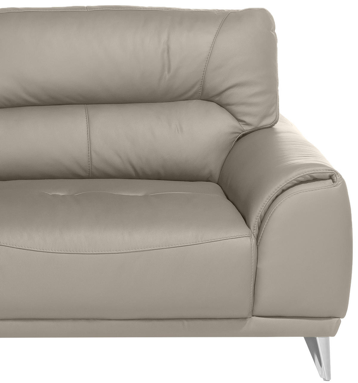 3-SITZER-SOFA Lederlook Sandfarben  - Sandfarben/Chromfarben, MODERN, Textil/Metall (210/92/96cm) - MID.YOU
