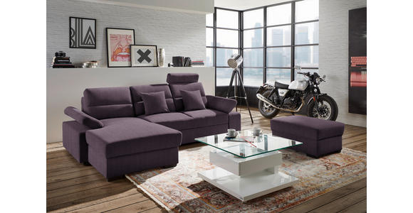 ECKSOFA in Webstoff Violett  - Dunkelbraun/Violett, KONVENTIONELL, Kunststoff/Textil (166/258cm) - Cantus