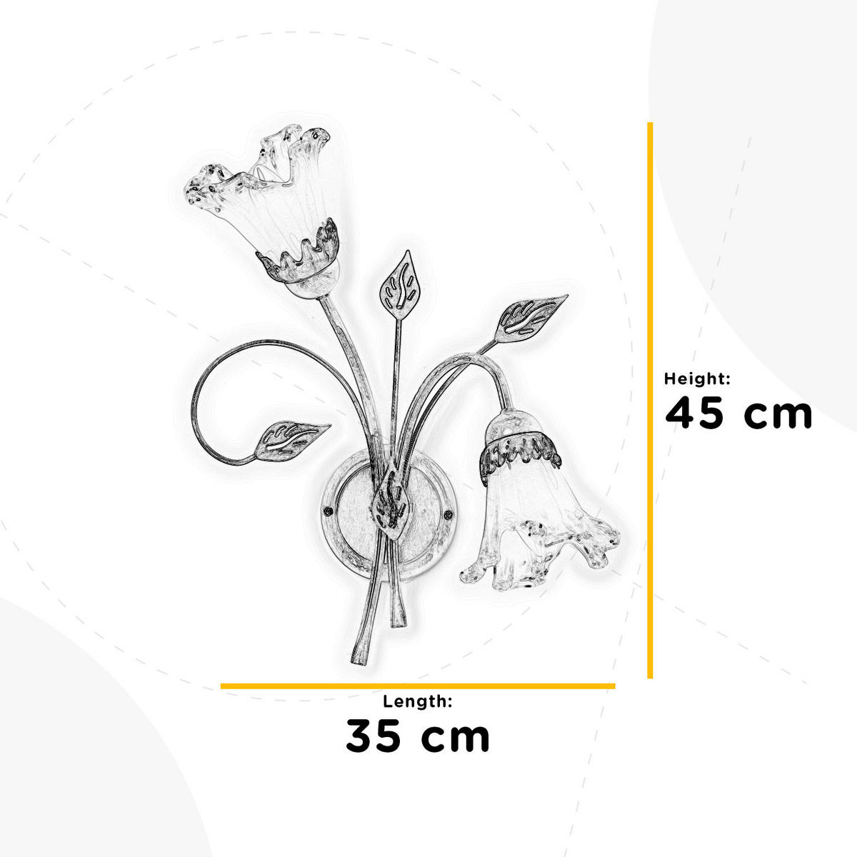 WANDLEUCHTE 35/45 cm   - Weiß, KONVENTIONELL, Glas/Metall (35/45cm)