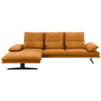 ECKSOFA in Mikrofaser Orange  164/291 cm  - Schwarz/Orange, Design, Textil/Metall (164/291cm) - Chilliano