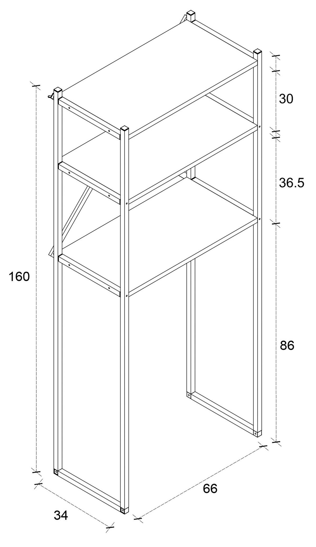 WASCHMASCHINENSCHRANK 66/160/34 cm  in Weiss  - Weiss, Modern, Holzwerkstoff/Metall (66/160/34cm) - MID.YOU