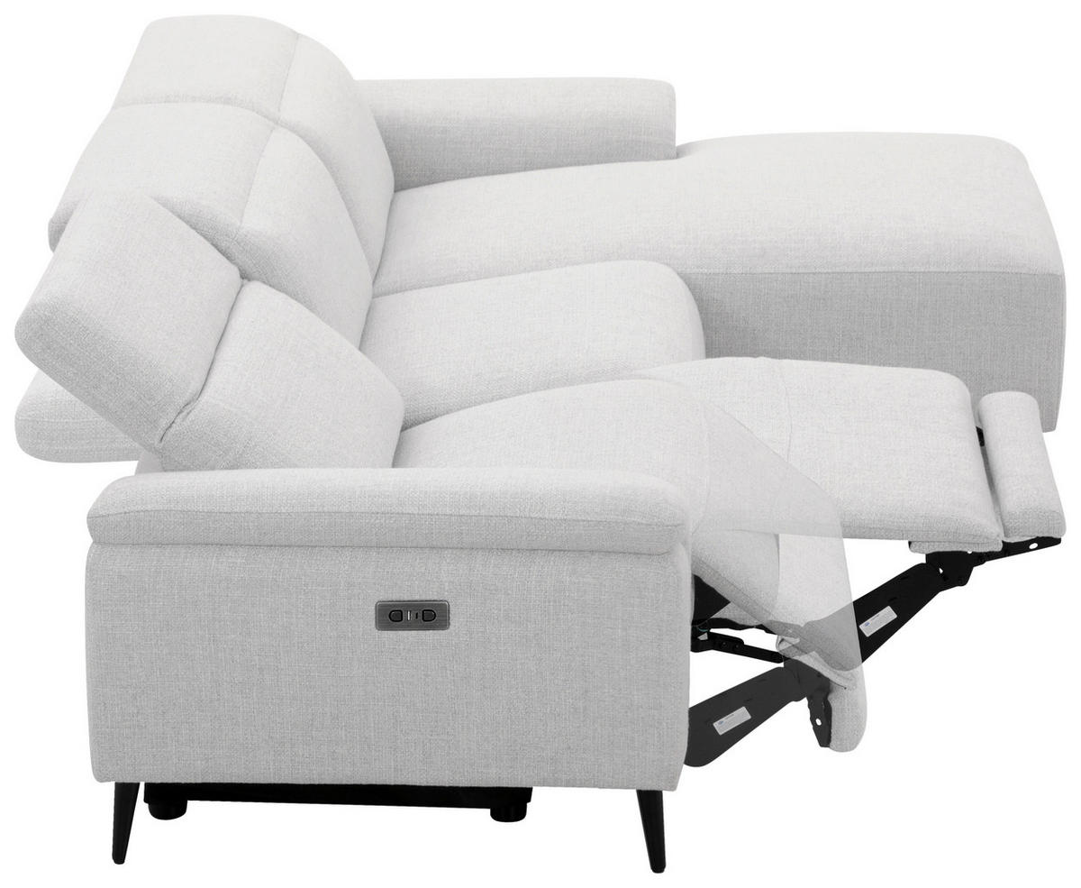 ECKSOFA inkl. Funktionen Hellgrau Leinenoptik  - Schwarzchrom/Hellgrau, Design, Holz/Kunststoff (270/75/171cm) - Xora