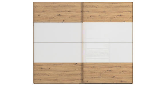 SCHWEBETÜRENSCHRANK 271/223/68 cm 2-türig Weiß, Eiche Artisan  - Eichefarben/Weiß, Design, Glas/Holzwerkstoff (271/223/68cm) - Xora