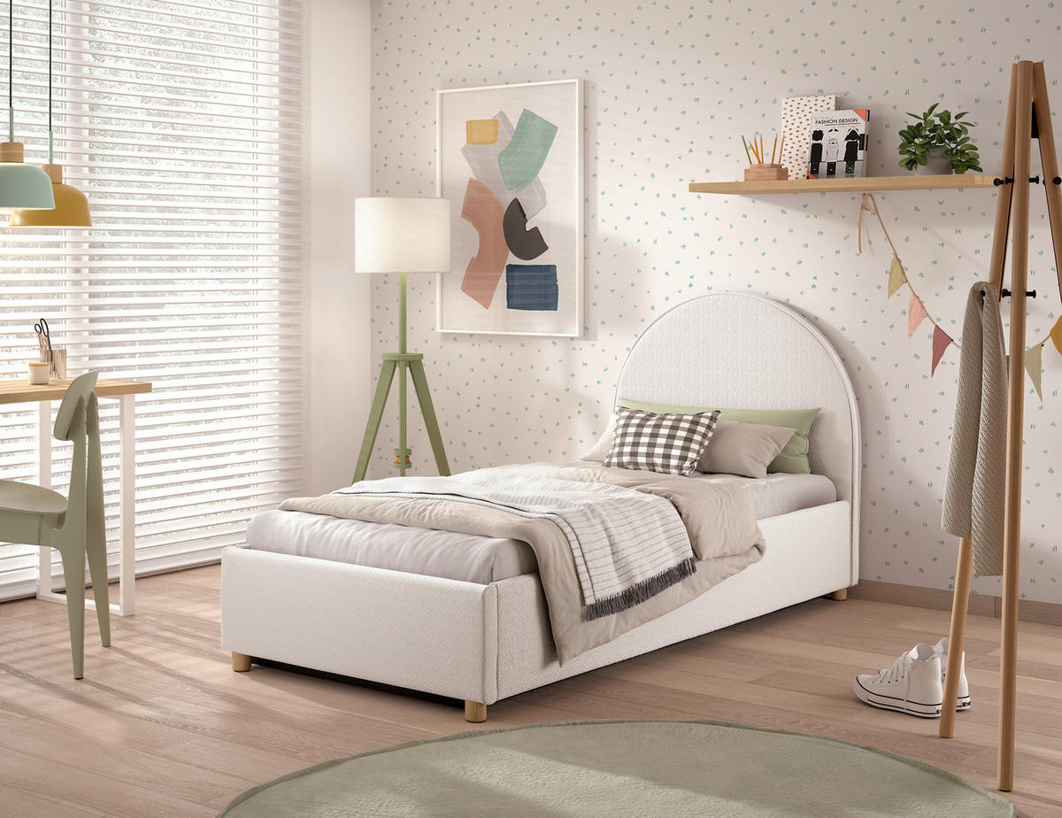 KINDER-/JUNIORBETT 90/200 cm  in Weiß  - Naturfarben/Weiß, ROMANTIK / LANDHAUS, Holz/Textil (90/200cm) - Vipack