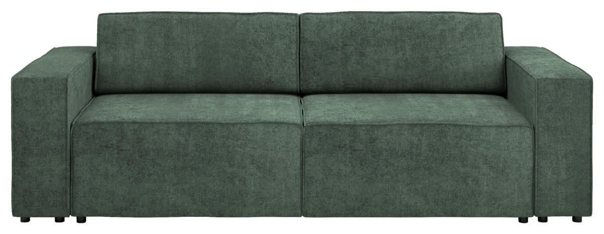 3-SITZER-SOFA Webstoff Dunkelgrün  - Dunkelgrün/Schwarz, MODERN, Kunststoff/Textil (254/84/98cm) - Stylife