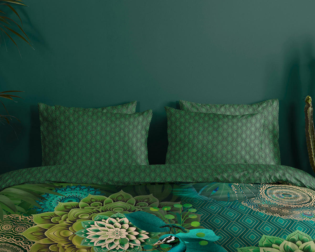 BETTWÄSCHE HIP Satin 140/200 cm  - Dunkelgrün/Grün, Design, Textil (140/200cm)