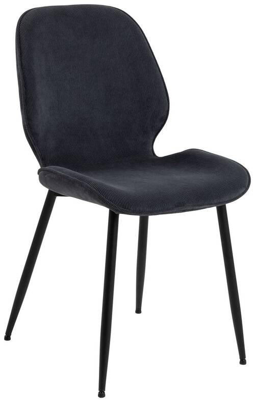 STUHL  in Cord Textil  - Anthrazit/Schwarz, Design, Textil/Metall (48/85/58cm) - Lomoco