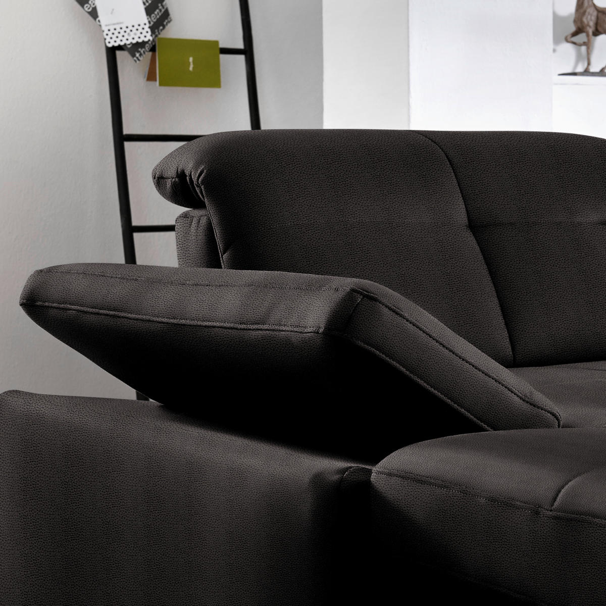 HÖRNSOFFA i flatväv mörkgrå  - mörkgrå/kromfärg, Design, textil (309/195cm) - Beldomo Style