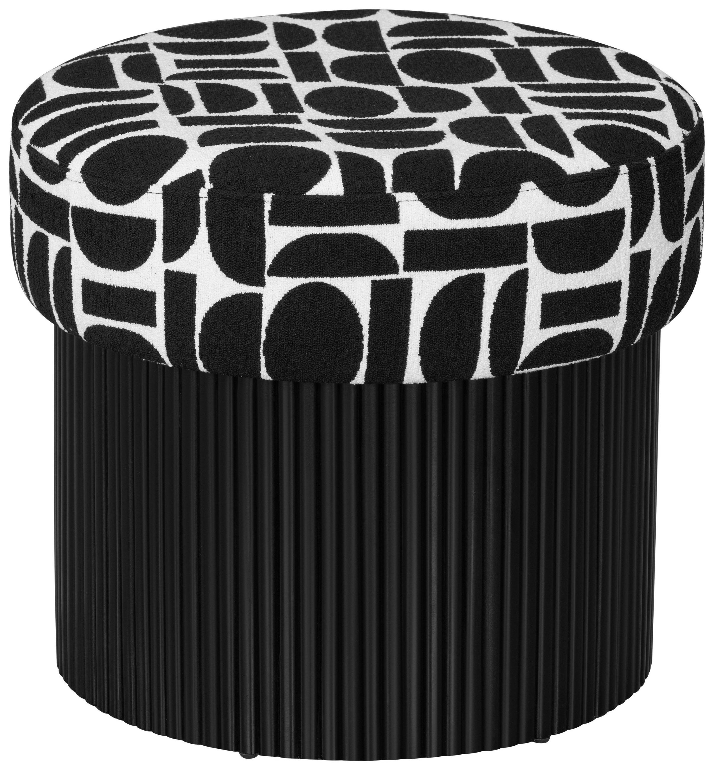POUF in Schwarz, Weiß Textil, Holzwerkstoff Schwarz, Weiß  - Schwarz/Weiß, Design, Holzwerkstoff/Textil (50/44/50cm) - MID.YOU