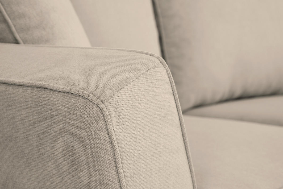 ECKSOFA in Velours Beige  - Beige/Schwarz, Konventionell, Holz/Textil (244/159cm) - Carryhome