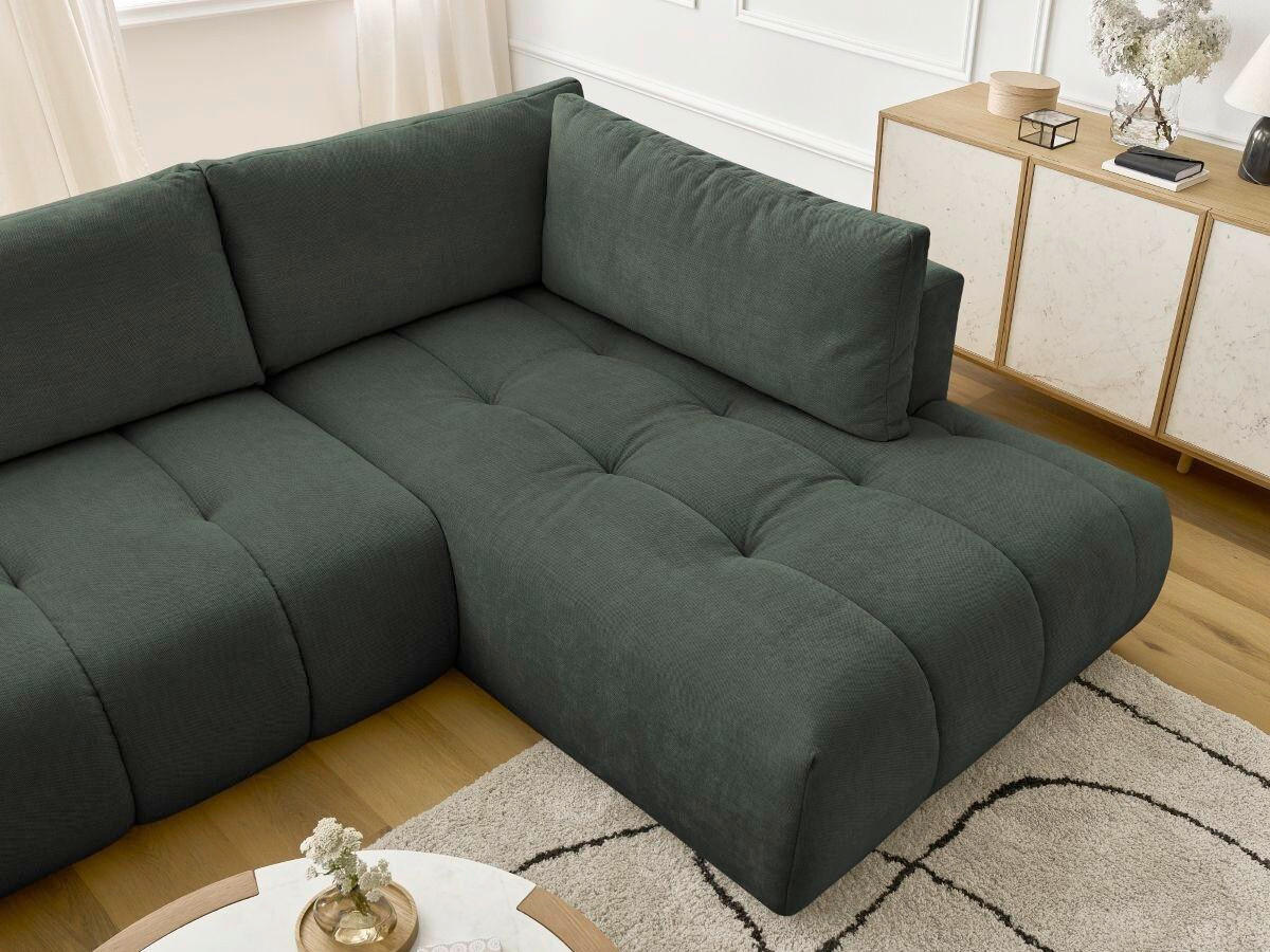 WOHNLANDSCHAFT  FUJI  Grün Leinenoptik  - Schwarz/Grün, MODERN, Kunststoff/Textil (160/377/204cm)