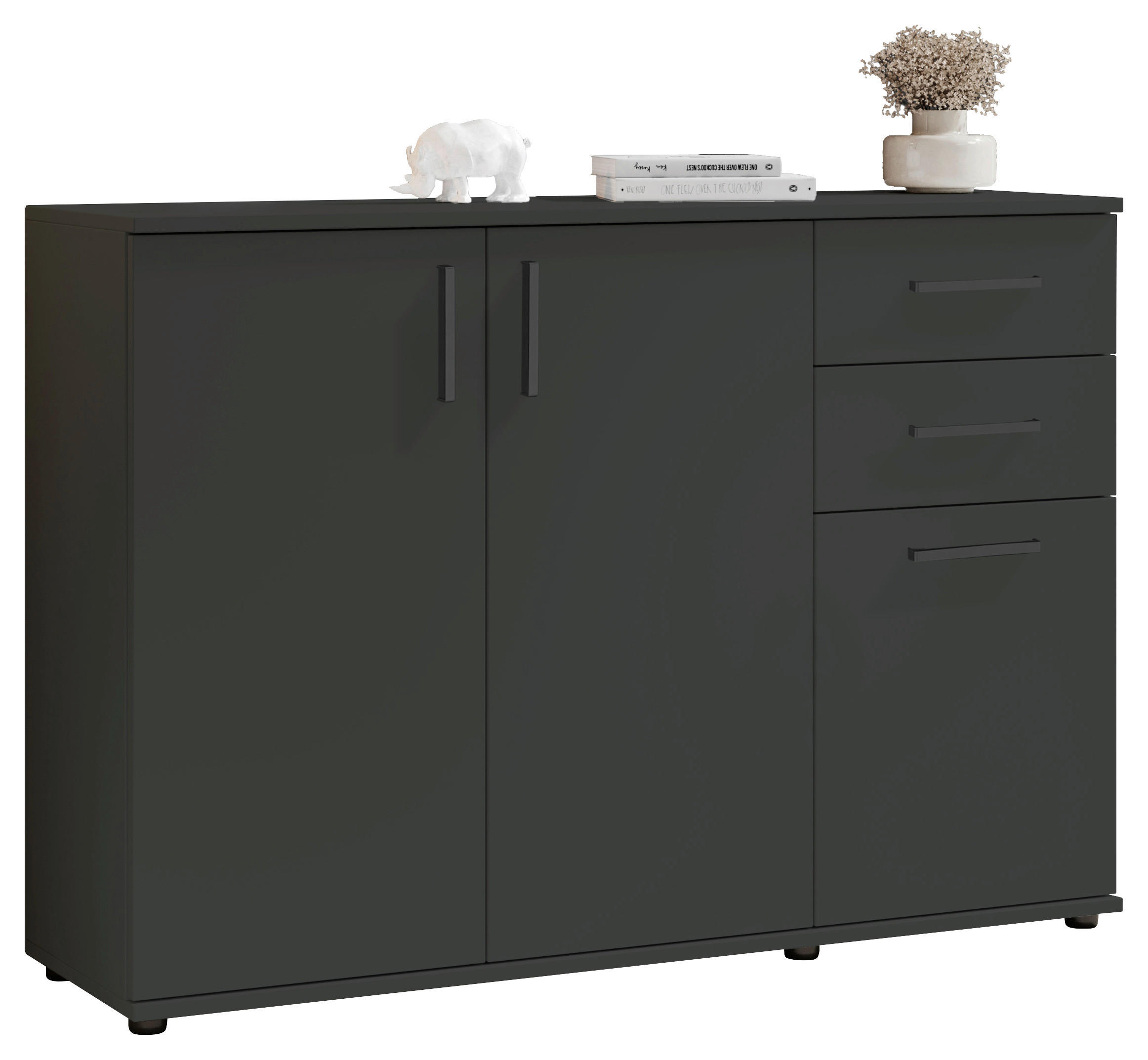Sideboard Basel 120/84/35 cm  in Anthrazit  - Anthrazit/Schwarz, Design, Holzwerkstoff/Kunststoff (120/84/35cm) - Livetastic