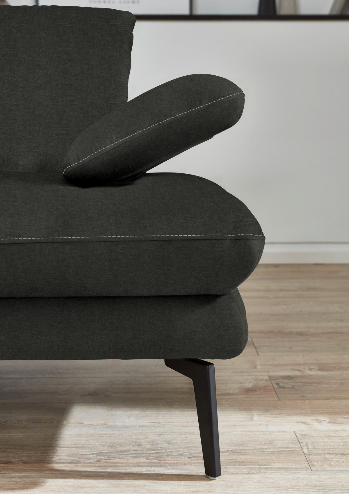 3-SITZER-SOFA in Velours Dunkelgrau  - Dunkelgrau/Beige, Design, Textil/Metall (222/89/104cm) - Dieter Knoll